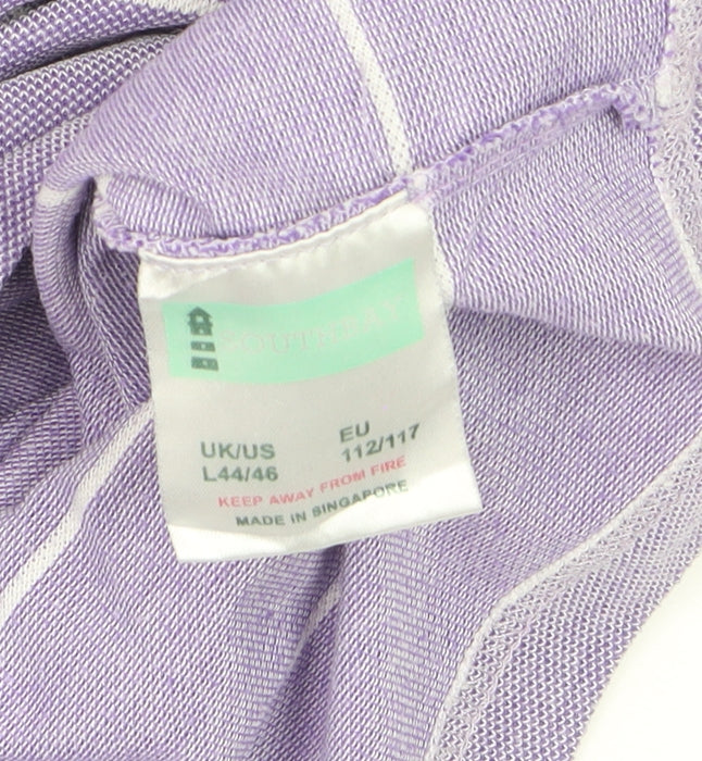 Southbay Men’s Purple Striped Polo Shirt Size L 44/46 Cotton Blend