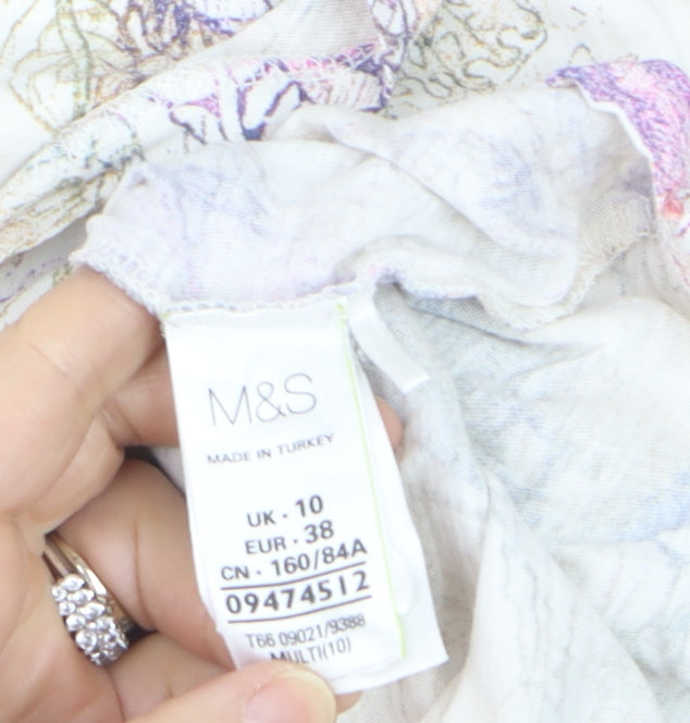 Marks and Spencer Women’s Multicoloured Floral Cotton Blouse Size 10