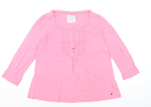 Jack Wills Women’s Pink 3/4 Sleeve Tunic Blouse Size 12 Cotton