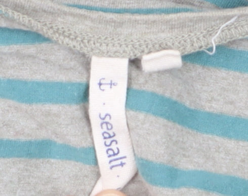Seasalt Women Blue Striped Long Sleeve Organic Cotton Tee Size 20