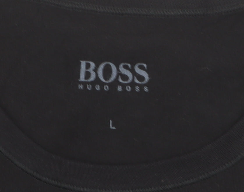 Hugo Boss Men's Black Cotton Crew Neck Regular Fit T-Shirt L