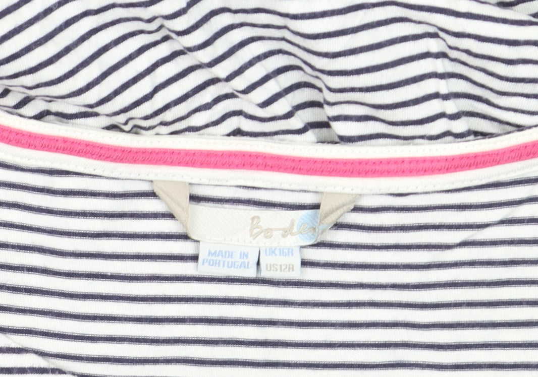 Boden Women Blue Striped A-Line Sleeveless Jersey Dress Size 16