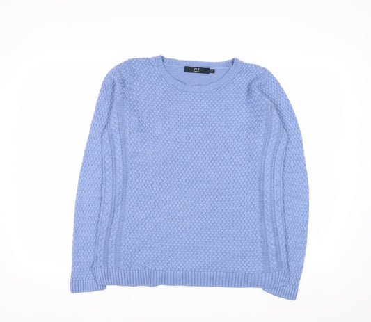 ISLE Essentials Women Blue Cable-Knit Cotton Blend Jumper Size S 10-12