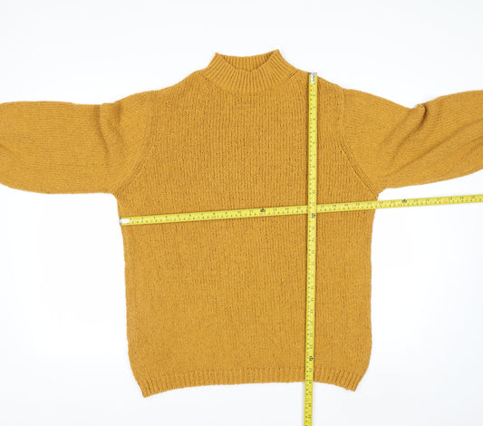 Mango Committed Women Mustard Yellow XS Knit Mock Neck Jumper