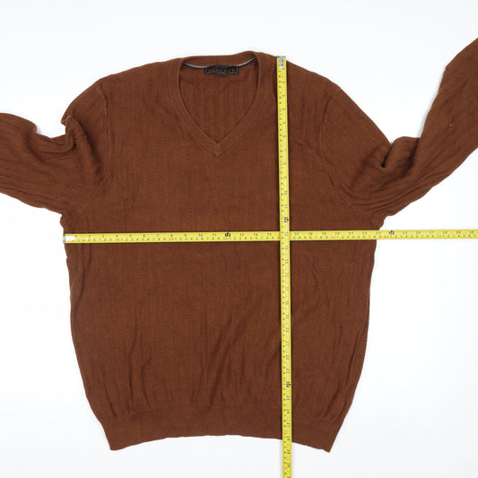 Jos. A. Bank Reserve Men’s Brown XL V-Neck Cotton Silk Jumper