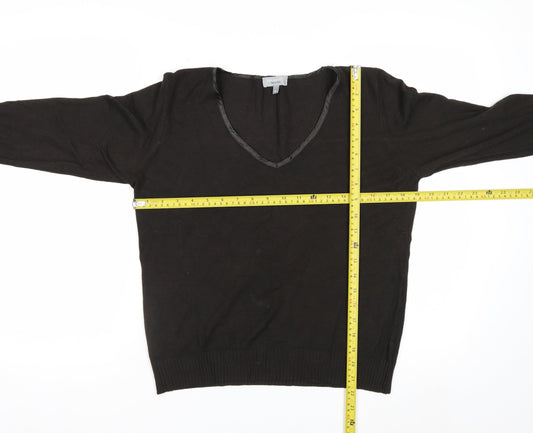 Marks and Spencer Per Una Women's Black V-Neck Jumper Size 16