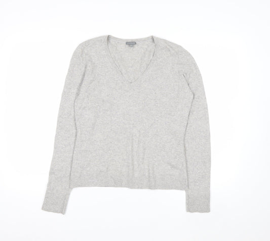 Ann Taylor Women Grey 100% Cashmere V-Neck Jumper Size S