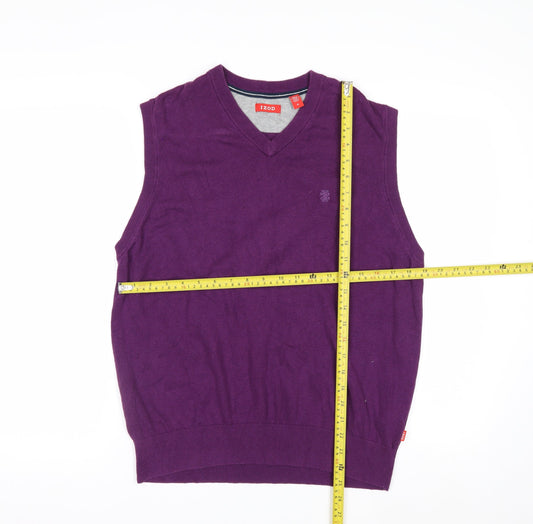 IZOD Men's Purple Cotton V-Neck Sleeveless Knit Vest M Regular