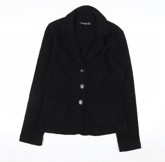 Betty Barclay Womens Black Wool Blazer Size 10 Classic Work Jacket