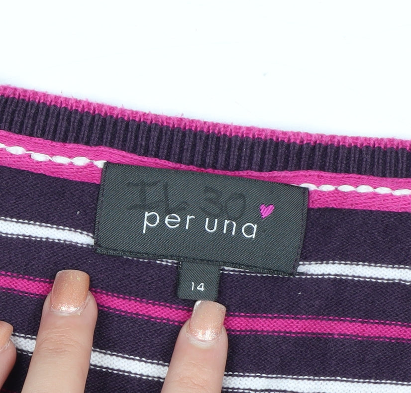 Marks and Spencer Per Una Women Purple Cardigan Size 14 Snowflake Knit