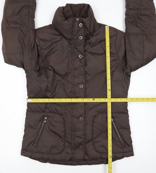 Esprit Women's Brown Puffer Jacket Size S Down Filled Mid-Length Warm Winter Coat