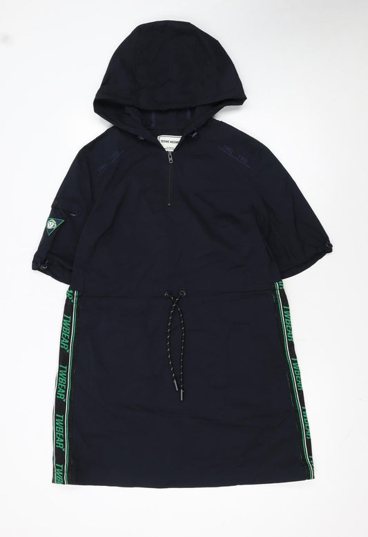 Teenie Weenie Girls Black Hooded Zip Shirt Dress 14 Years Casual Sportswear