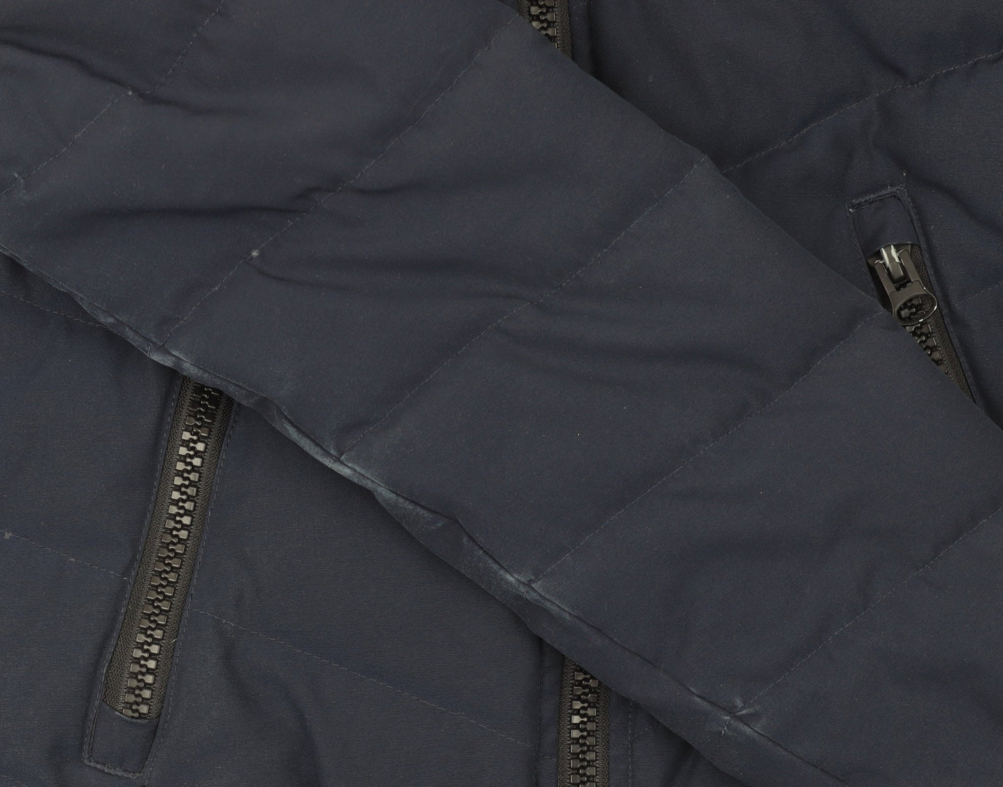 Superdry Women's Blue Size 6 Puffer Jacket with Faux Fur Hood