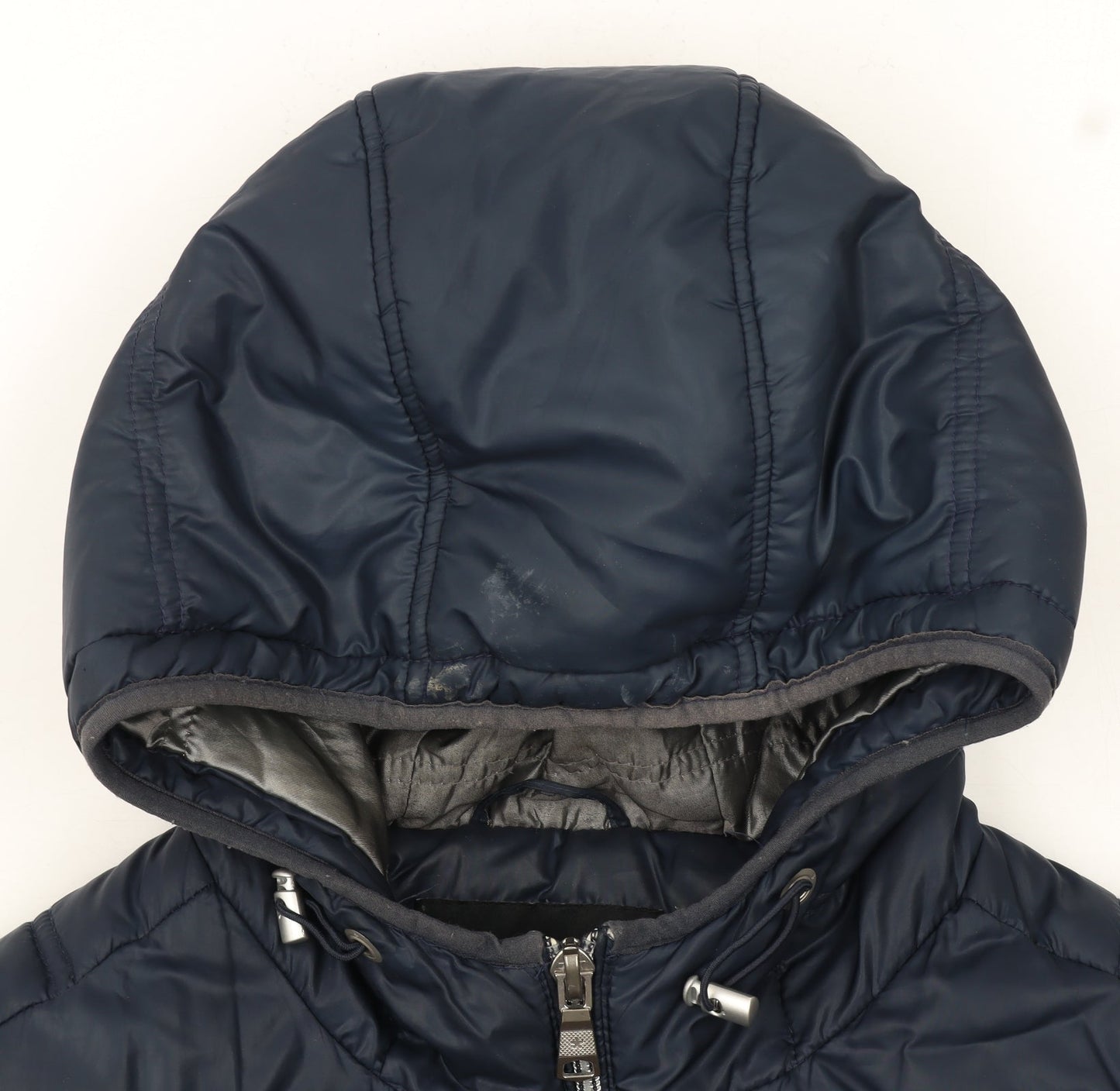 Celio Men's Blue Hooded Puffer Jacket Size M Full Zip Winter Coat