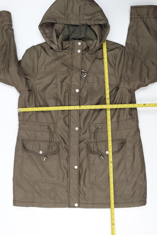 Classic Women’s Brown Hooded Parka Coat Size 18 Mid-Length