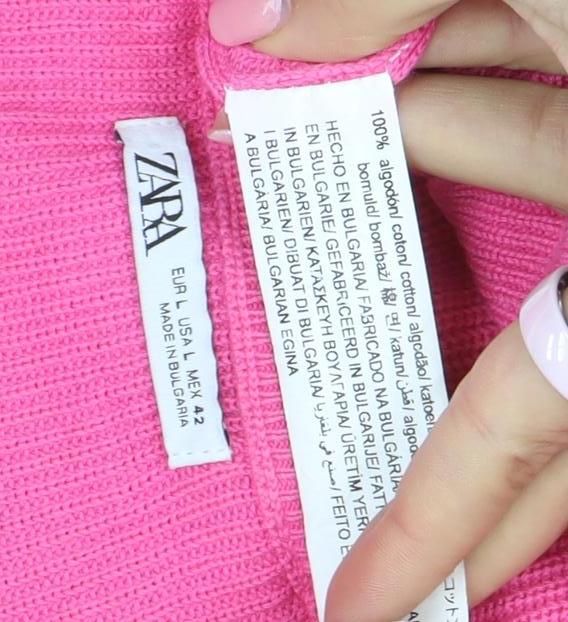 ZARA Women Pink Cotton Knit Short Sleeve T-Shirt Size L