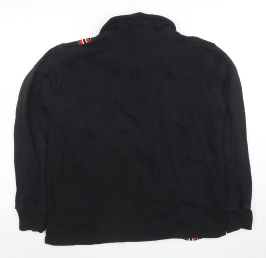 PASDEMER Men's Black L 1/4 Zip Collared Striped Sweatshirt