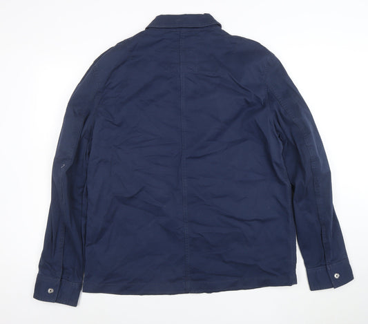 Marks and Spencer Men's Blue Cotton Jacket Size L Casual Zip Front