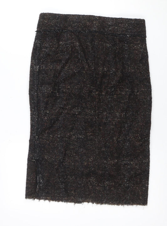 Zara Woman Brown Bouclé Check Chino Shorts Size L