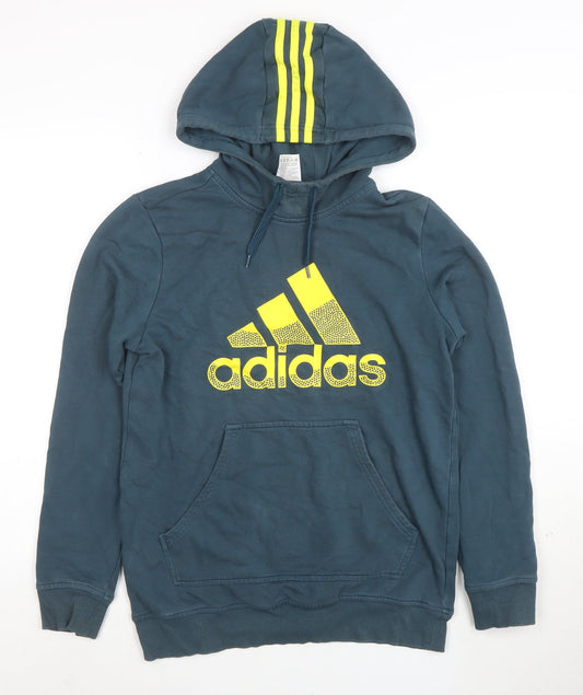 Adidas Boys Blue Hoodie Pullover Hooded Sweatshirt 13-14 Years