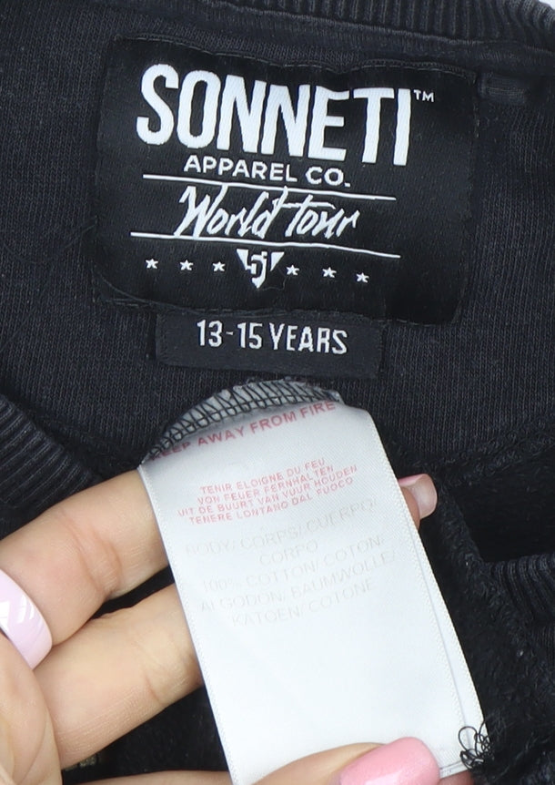 Sonneti Boys Black Graphic Print Pullover Sweatshirt 13-15 Years