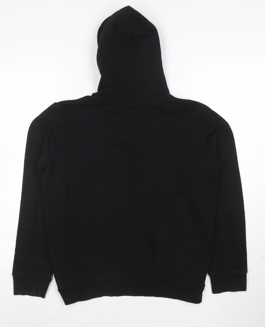 Hype Boys Black Pullover Hoodie 13 Years Cotton Blend Graphic Print