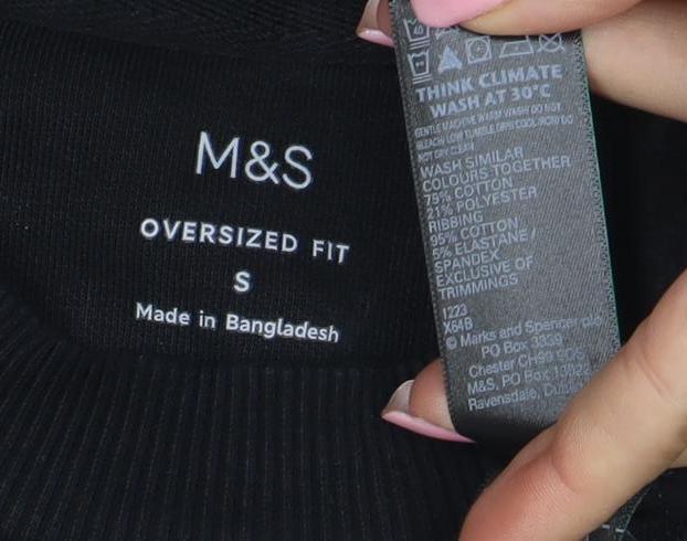Marks and Spencer Men's Black Oversized Fit Sweatshirt Size S