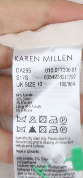 Karen Millen Women Beige Halter Pleated Sheath Dress UK 10