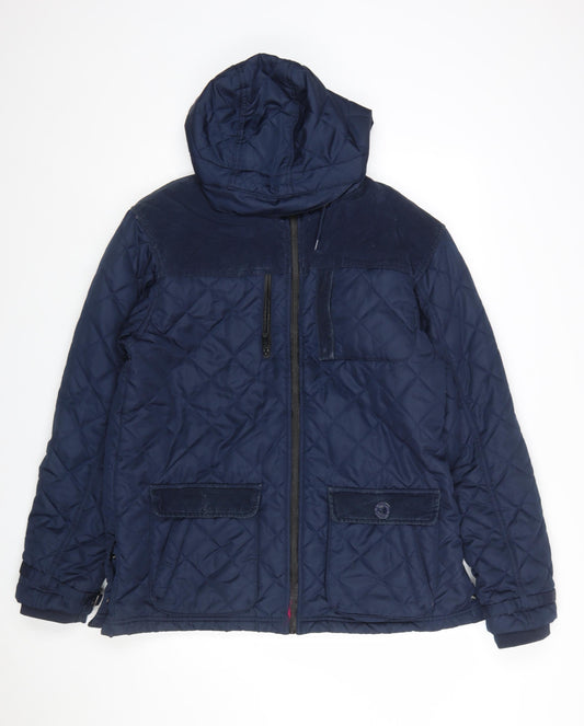 Nicholas Deakins Men's Blue Quilted Hooded Jacket XL