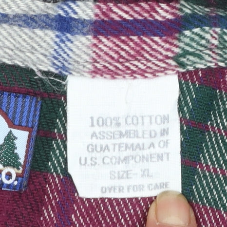 GFC Trading Co. Men's Multicoloured XL Flannel Plaid Button-Up Shirt