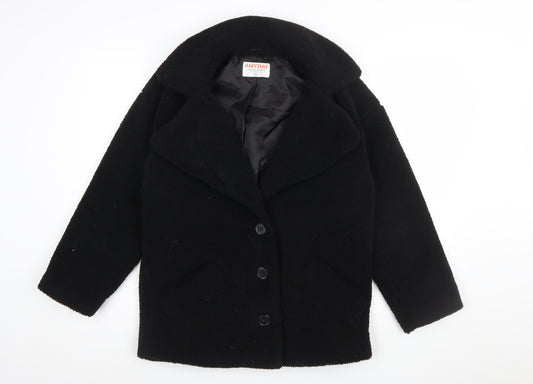 John Lewis ANYDAY Women's Black Fleece Pea Coat XS