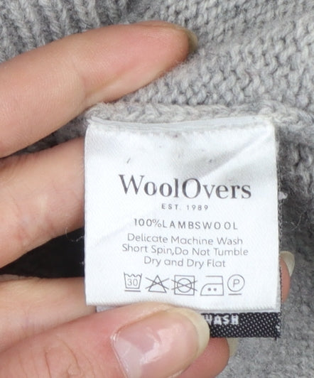 WoolOvers Men’s Grey Fair Isle Lambswool Roll Neck Jumper XL