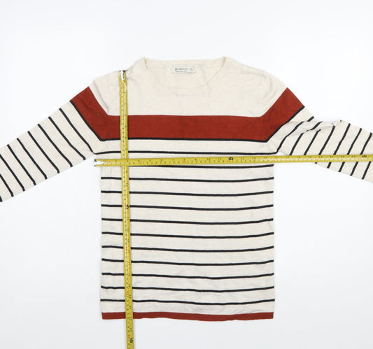 Stradivarius Women’s Multicoloured Striped Jumper Size 10 Crew Neck