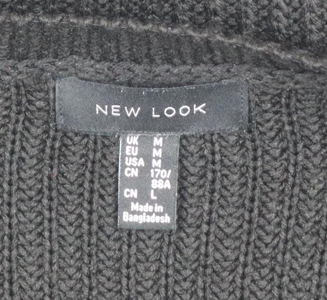 New Look Women's Black Chunky Knit Crew Neck Pullover Jumper Size M