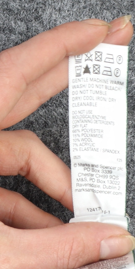 Marks and Spencer Womens Grey Mock Neck Knit Jumper Size L