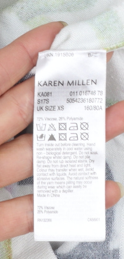 Karen Millen Women's Multicoloured Floral XS Knit Cardigan