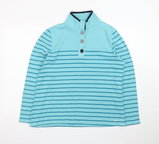 Additional front view of TIGI Teens Blue Striped Henley Sweatshirt 14/16 Cotton Long Sleeve