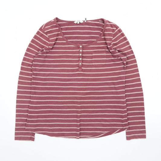 FatFace Womens Pink Striped Long Sleeve Cotton T-Shirt Size 12