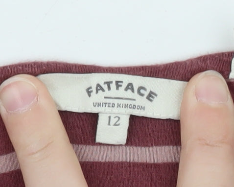 FatFace Womens Pink Striped Long Sleeve Cotton T-Shirt Size 12