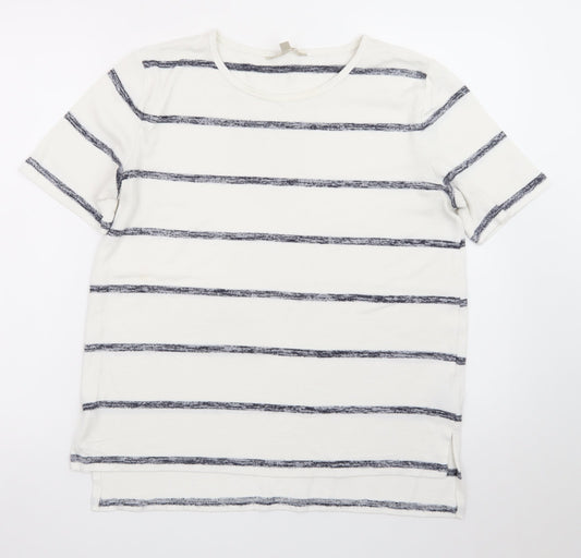 Banana Republic Womens White Striped Luxespun T-Shirt Size M