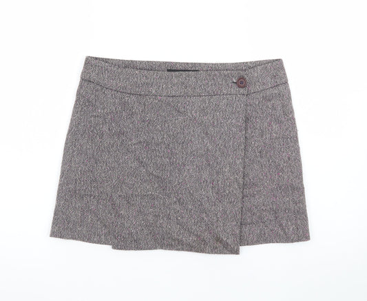 Great Plains Women's Grey Tweed Wrap Mini Skirt Size 10