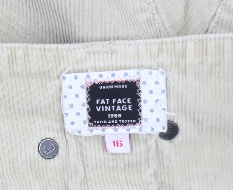 Fat Face Women Beige Corduroy A-Line Skirt Size 16