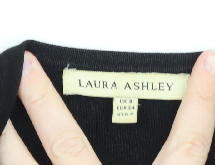 Laura Ashley Women Black Size 8 Classic Open Cardigan