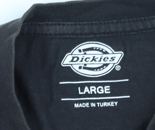 Dickies Men's Black Large Logo Graphic Cotton T-Shirt