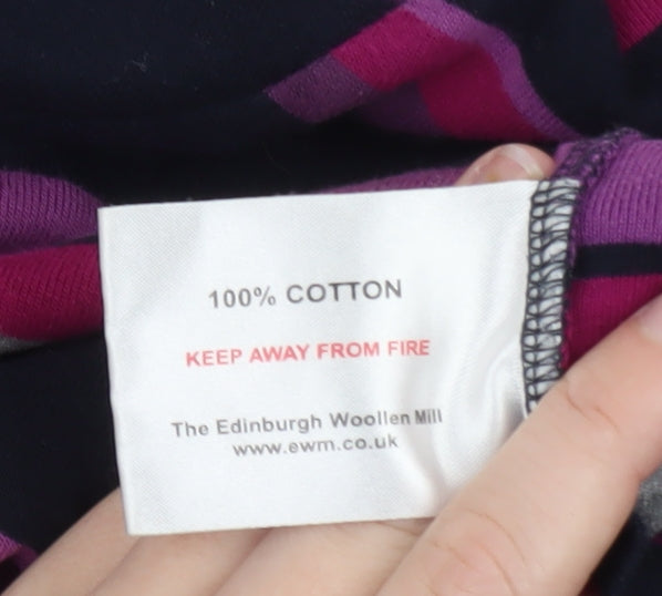 Edinburgh Woollen Mill Womens Purple Striped Cotton Tunic Top Size M