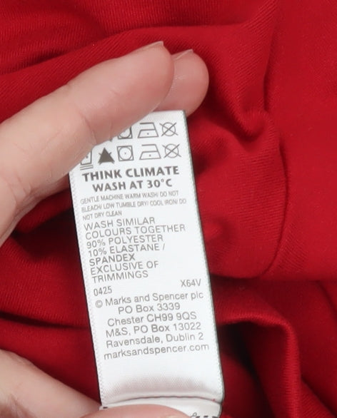 Marks and Spencer Women's Red Long Sleeve Basic Jersey T-Shirt Size 14