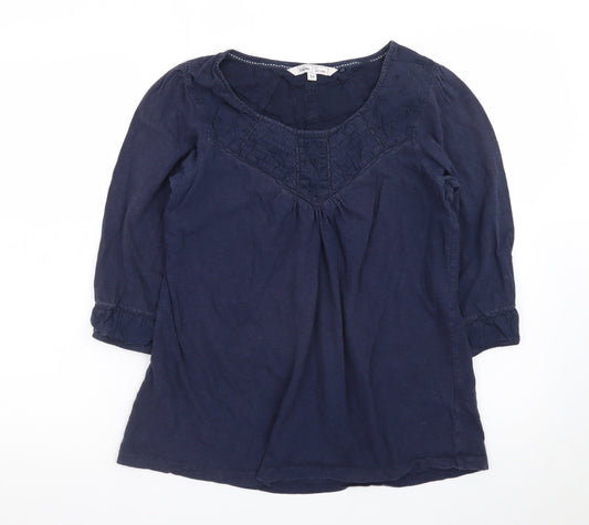 FatFace Women's Blue Cotton Tunic Blouse Size 12 3/4 Sleeve