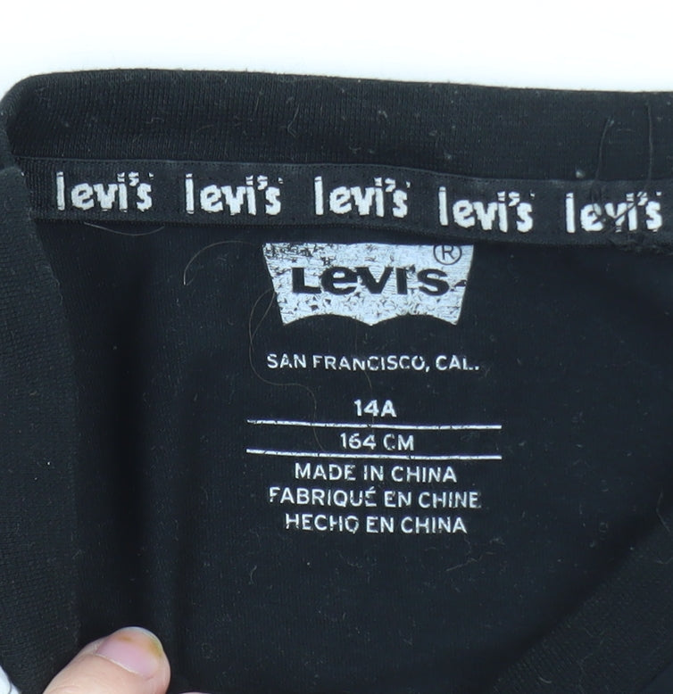 Brand and care label for Levi's Teens Black 14 Plus Crew Neck Short Sleeve Cotton T-Shirt
