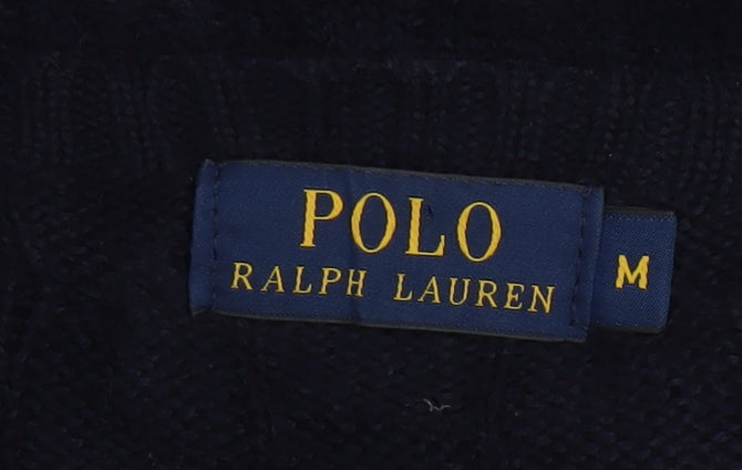 Polo Ralph Lauren Men's Blue Cable-Knit Cotton Jumper M