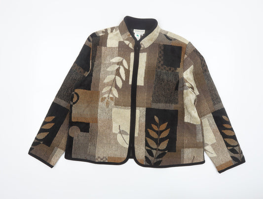 Additional front view of Coldwater Creek unisex multicoloured geometric knit jacket l